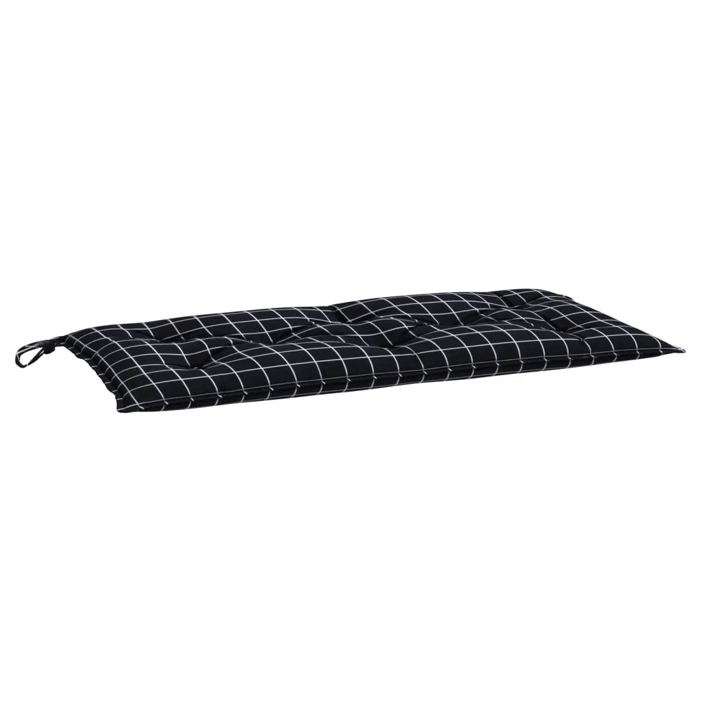 Cuscino per Panca a Quadri Neri 100x50x7 cm in Tessuto Oxford 361577