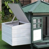 Pollaio da Giardino Prefabbricato in Legno 196x76x97cm, Bianco e Verde