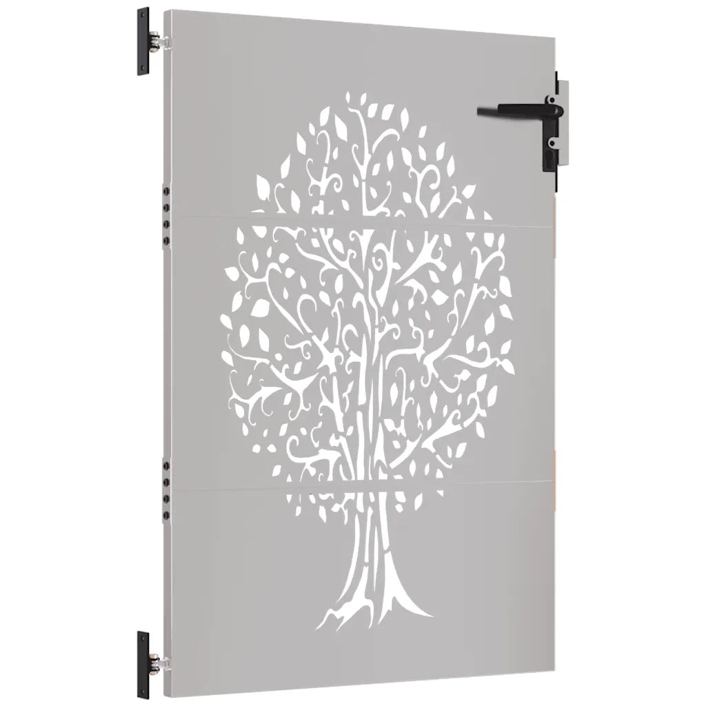 Cancello da giardino 85x150 cm in acciaio Corten con design ad albero 153211