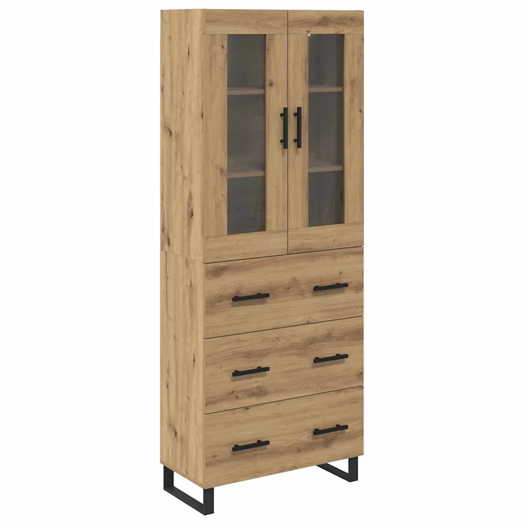 Credenza 2 pz-Set di 2 Buffet-Armadio da cucina Rovere artigianale Legno Stratificato e Vetro 319639