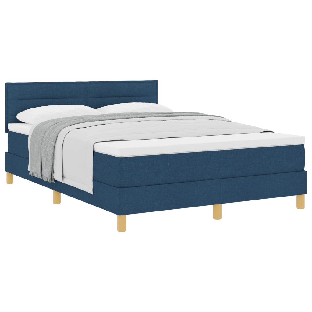 Letto a Molla con Materasso Blu 160x200 cm in Tessuto