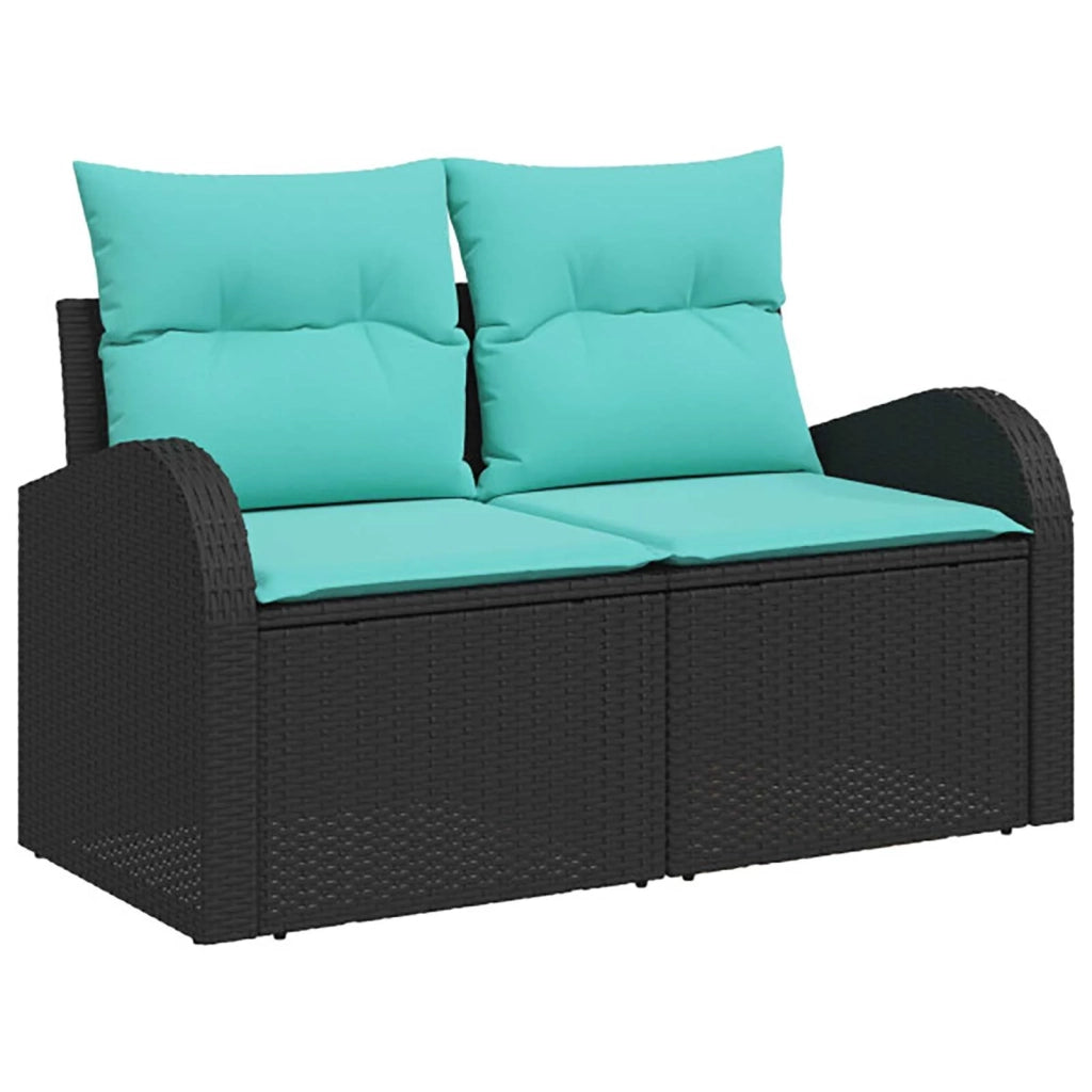 Set di divani 6 pz Nero e Blu Rattan sintetico e Acciaio 3447177