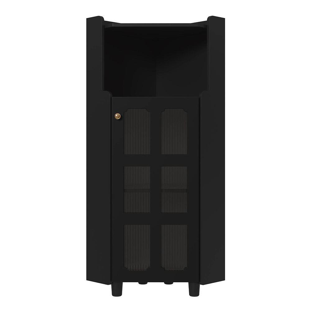 Armadio d'angolo laccato con illuminazione LED - Xylo - 63,5x124 cm - Nero - Controllo app