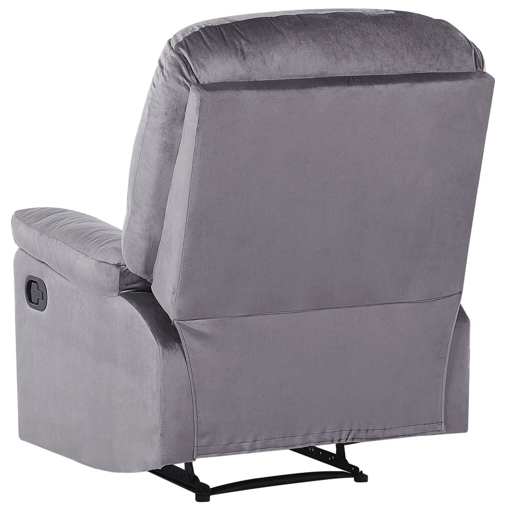 Sedia reclinabile Rivestimento in velluto grigio Push-Back Schienale e poggiapiedi regolabili manualmente Poltrona dal design retrò