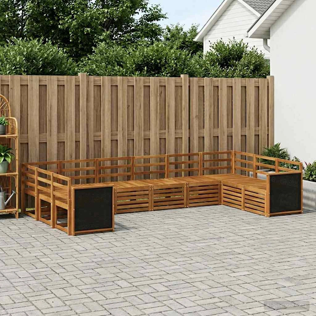 Set di divani da esterno 7 pz Naturale Legno di Acacia Massello 3384880