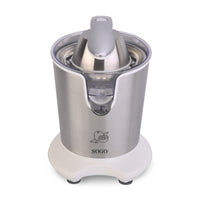SOGO Spremiagrumi Elettrico con Leva – 160W – Acciaio Inox, 2 Coni, Beccuccio Anti-Goccia, Silenzioso, Facile da Pulire, Avvio Automatico
