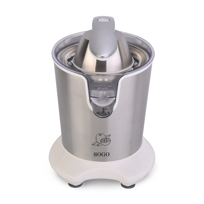 SOGO Spremiagrumi Elettrico con Leva – 160W – Acciaio Inox, 2 Coni, Beccuccio Anti-Goccia, Silenzioso, Facile da Pulire, Avvio Automatico