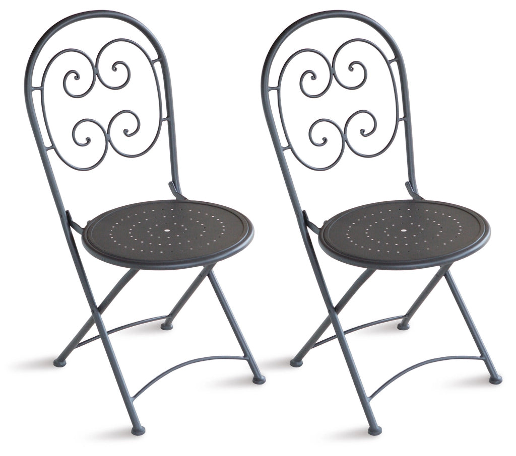 Sedia Pieghevole da Giardino 41x55x91 cm in Ferro Orta Grigio Antracite
