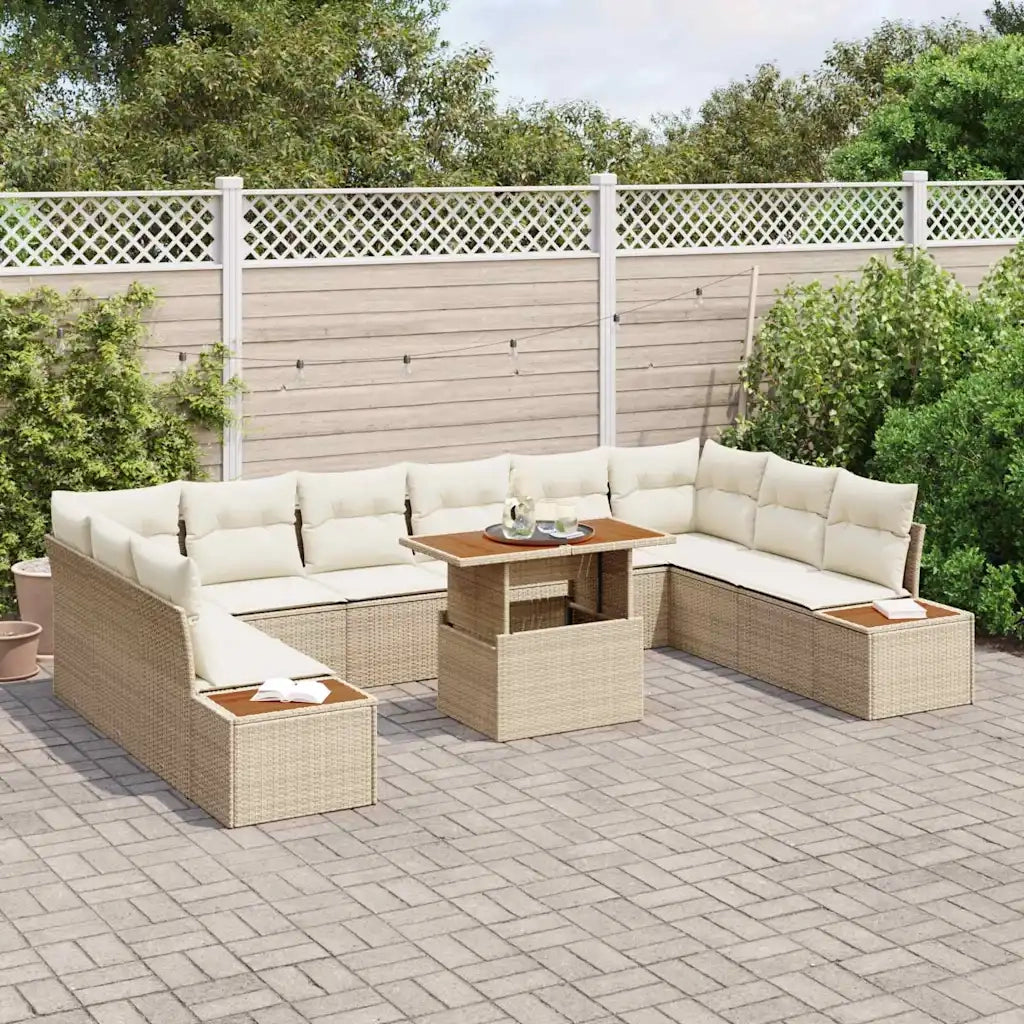 Set Divano da Giardino 11 pcs Beige Poly Rattan 3358845