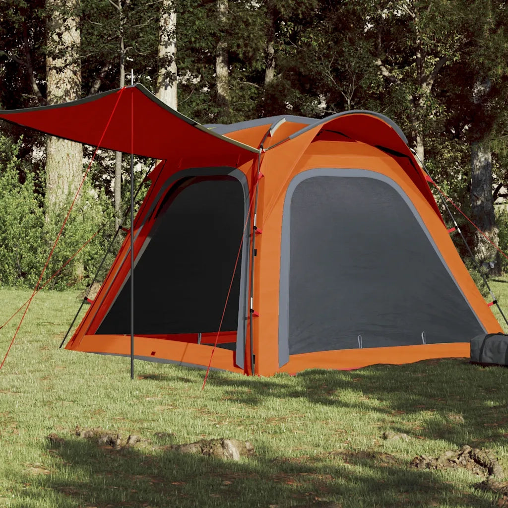 Tenda Campeggio 4 Persone-Tenda per Escursionismo Grigio e Arancione Impermeabile