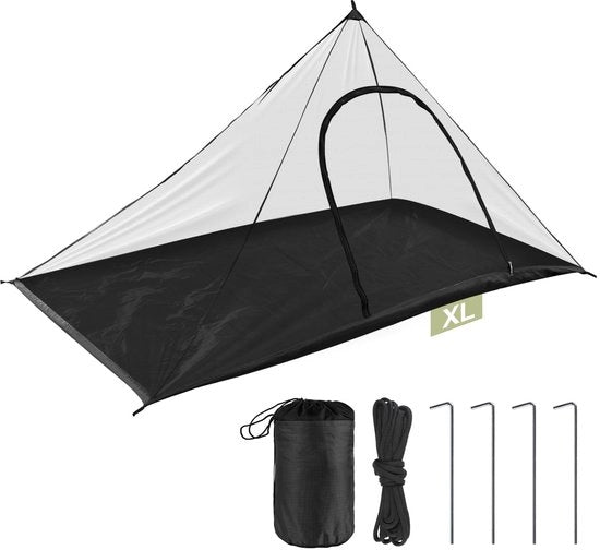 Klammatoria per campeggio, 240x140x110cm, klammatoria per esterno, klammatoria leggero per viaggi, klammatoria per tenda con zip per escursioni, trekking, copertura della tenda - nero
