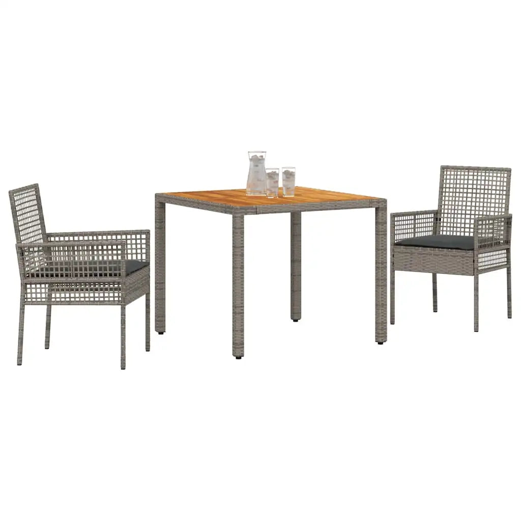 Set da Pranzo per Giardino 3 pz | Set Salotto da Giardino Grigio polyrattan