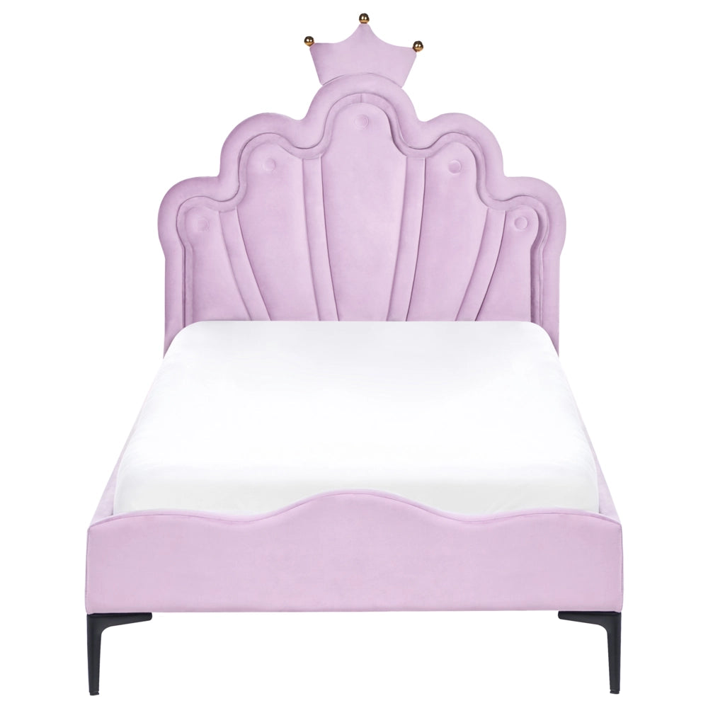 Letto singolo con LED in velluto viola con base a doghe 90 x 200 cm  cameretta Moderna Tradizionale