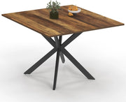 Tavolo da pranzo quadrato ALIX per 8 persone con gambe HAWKINS in legno scuro e ragno nero 110 cm