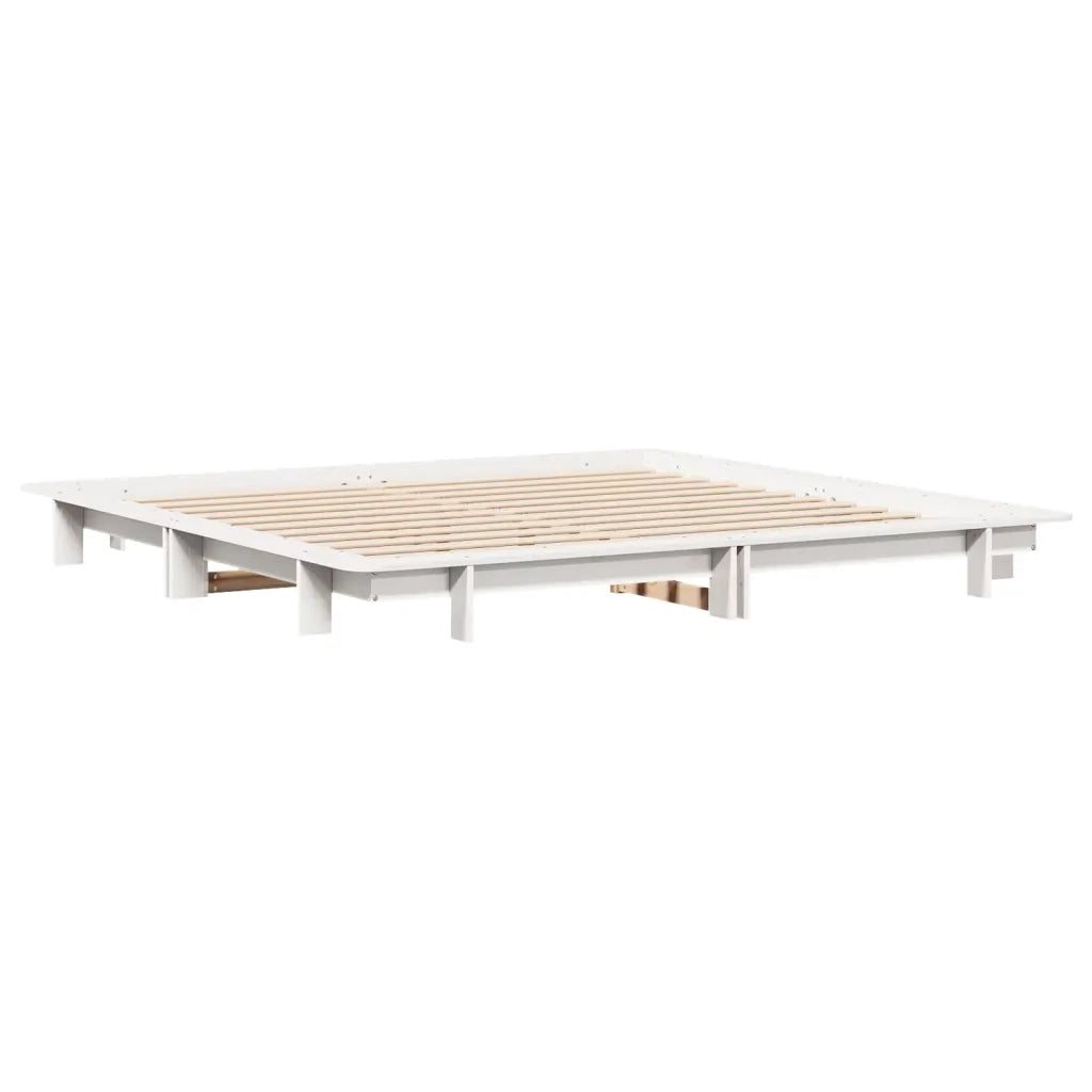 Giroletto senza Materasso Bianco 200x200 cm Legno Massello Pino 3302262