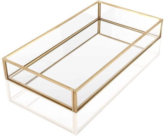 Organizzatore di Gioielli Decorativo con Lame in Metallo e Vetro - 20x14x3,5 cm - Capacità Elevata - Progettato con Stile Scandinavo - Materiale Duraturo