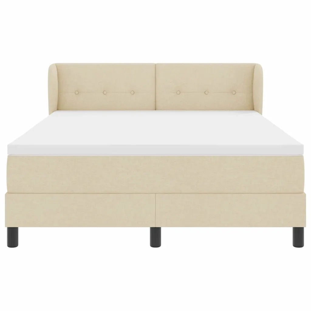 Letto a molle con materasso Crema 140 x 190 cm Tessuto 3340022