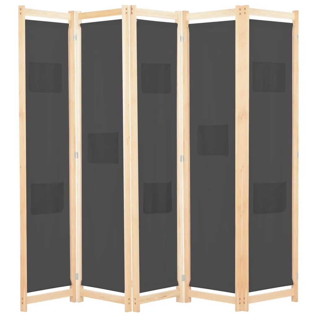Divisorio a 5 Pannelli Grigio 200x170x4 cm in Tessutocod mxl 118507