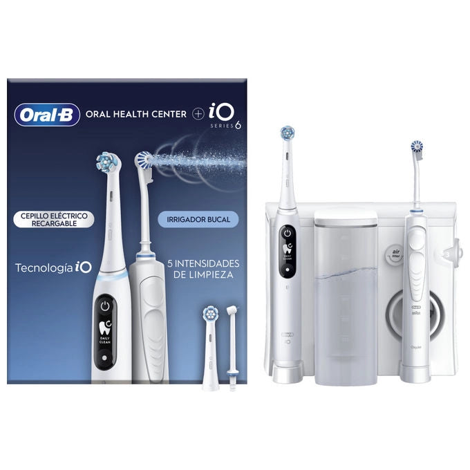 Oral-B iO6 Oxyjet Idropulsore e Spazzolino Elettrico Tecnologia Microbollicine Bianco