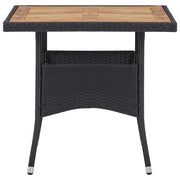 Tavolo da Pranzo Esterno in Polyrattan Nero e Massello d'Acacia 46171