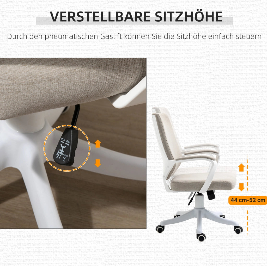 Sedia da ufficio ergonomica beige con supporto lombare
