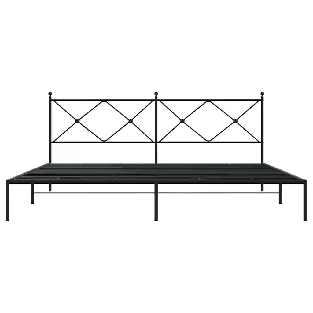 Giroletto con Testiera in Metallo Nero 193x203 cm