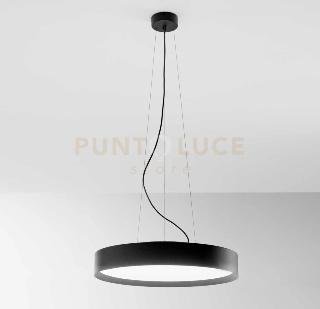 AVA S/P - LAMPADARIO A SOSPENSIONE NERO A LED 3000-4000K 6200-6500LM 60W+10W DOPPIA EMISSIONE DIMMERABILE D.60CM