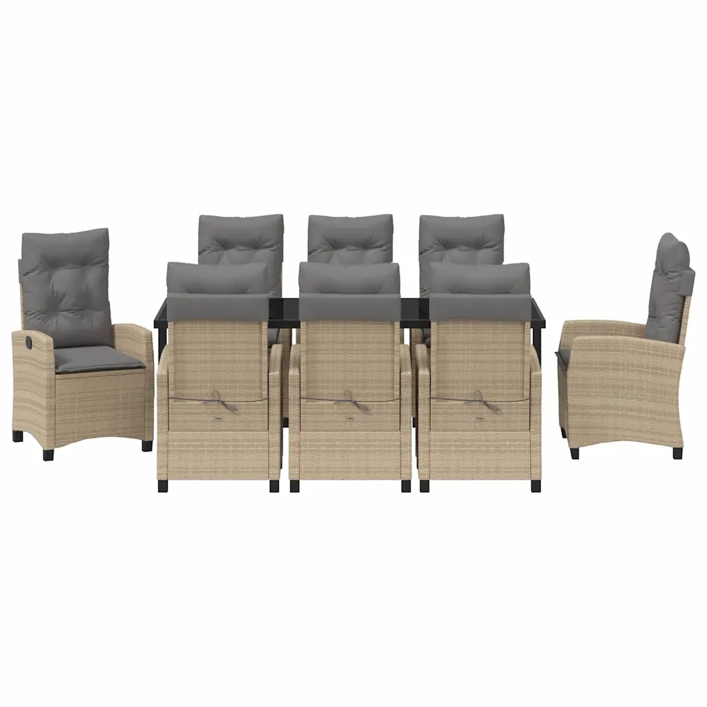 Set da Pranzo per Giardino con cuscino 9 pcs Beige polyrattan 3380406