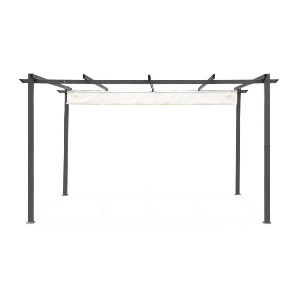 Pergola 3x4m in alluminio telo scorrevole, ecrù