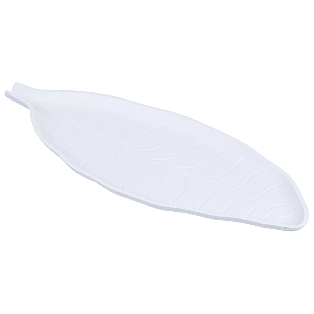 Vassoio decorativo in legno bianco, 40x18x2,5h cm
