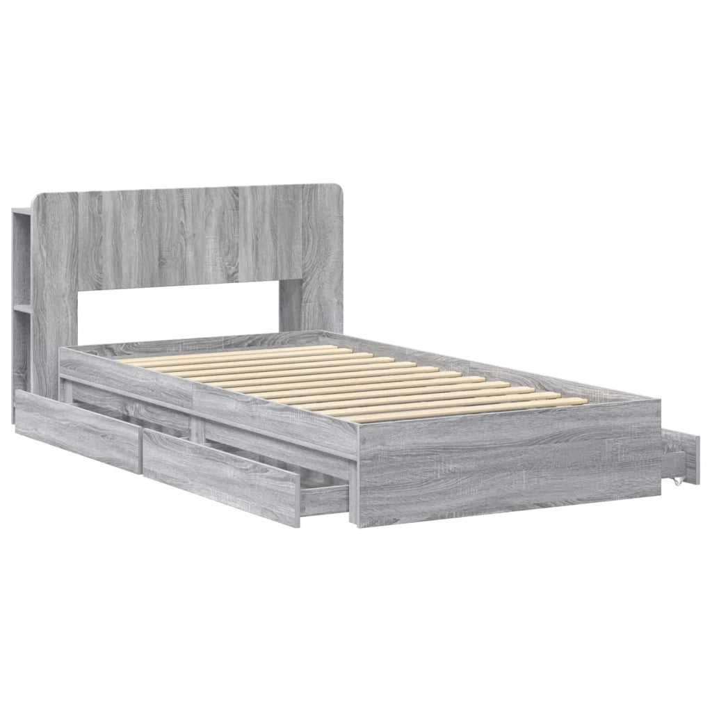 Telaio del letto con storage Sonoma grigio 75 x 190 cm