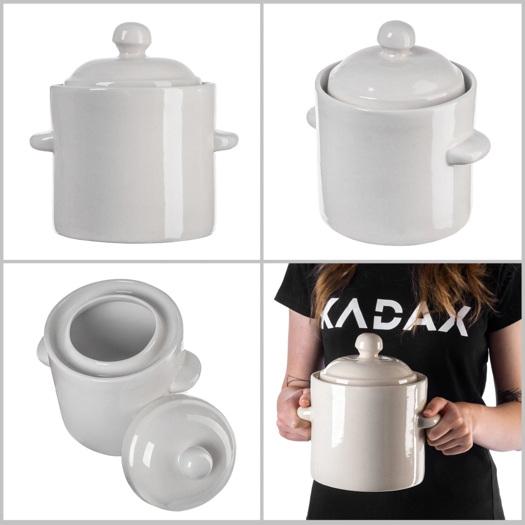 Vaso KADAX a forma di barile per sottaceti con collarino, 1,8 l, in gres per cavoli e cetrioli