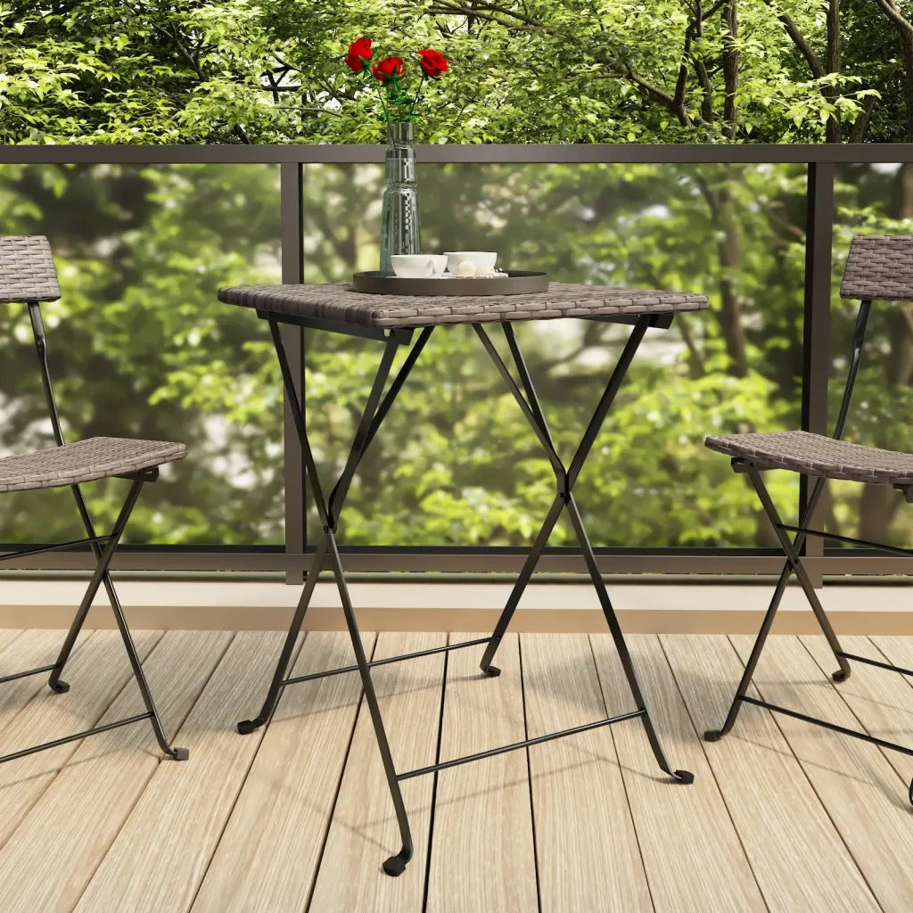 Tavolo Pieghevole da BistrÃ² Grigio 55x54x71 cm Polyrattan