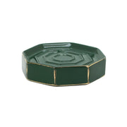 Portasapone verde e oro in ceramica - Serie Smeraldo
