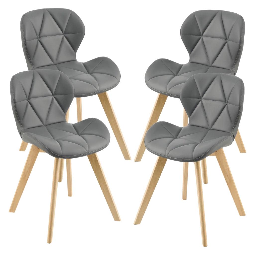 Set di 4 sedie da pranzo in similpelle 81 x 57 x 49 cm grigio 03_0006775