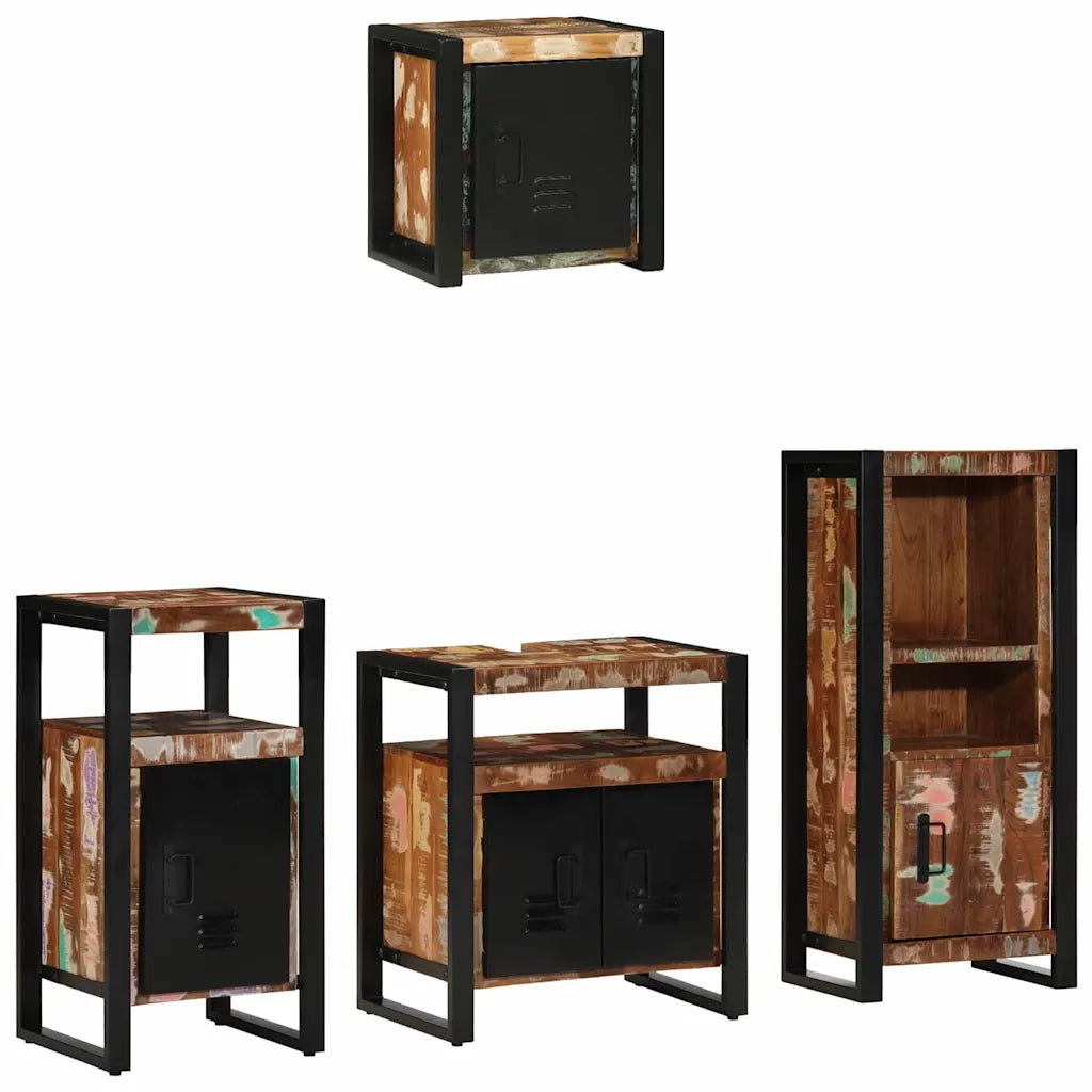 vidaXL Set di mobili per il bagno 4 pcs Legno massello riciclato