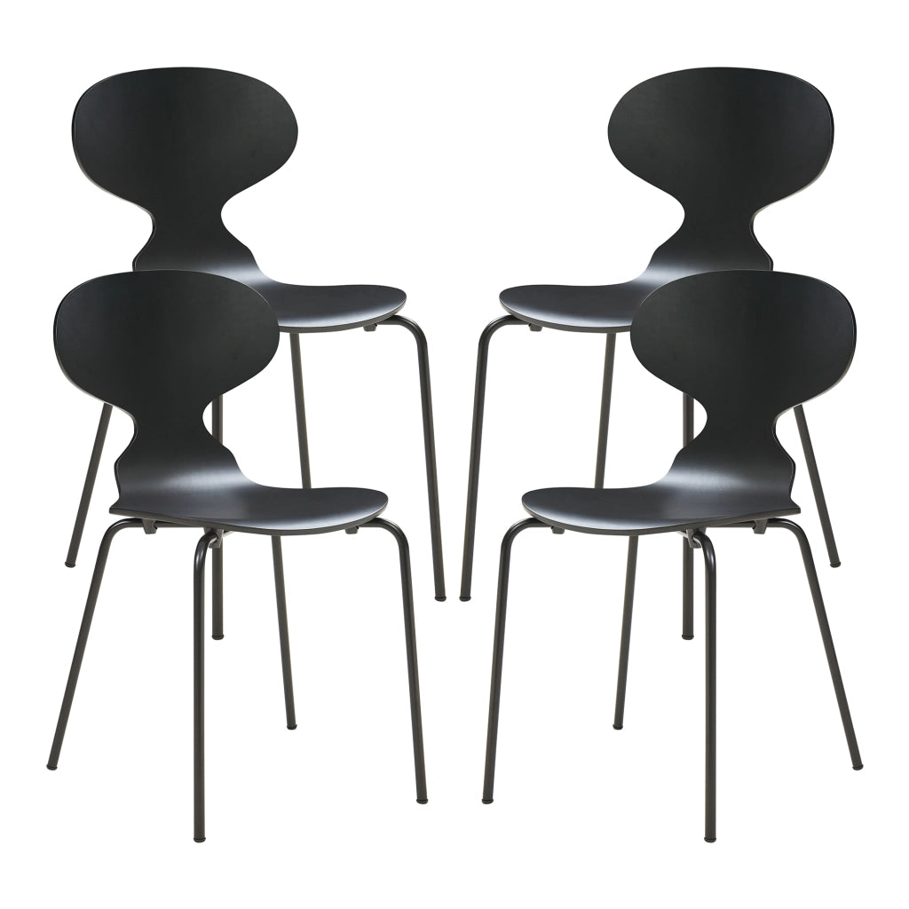 Set Kil di 4 Sedie Impilabili da Sala Pranzo - Nero [en.casa]