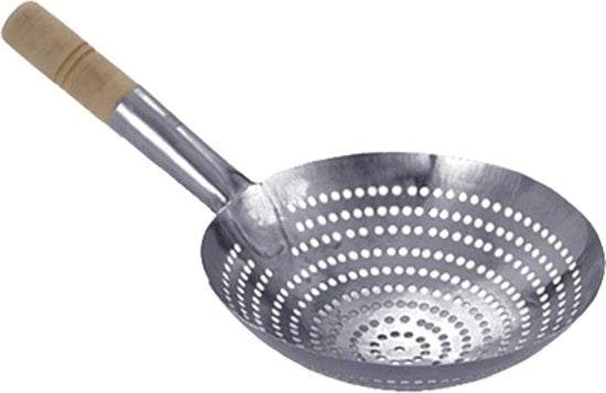 Sottiletta metallica - maniglia in legno - acciaio inossidabile - 50 cm - accessorio per cucina.