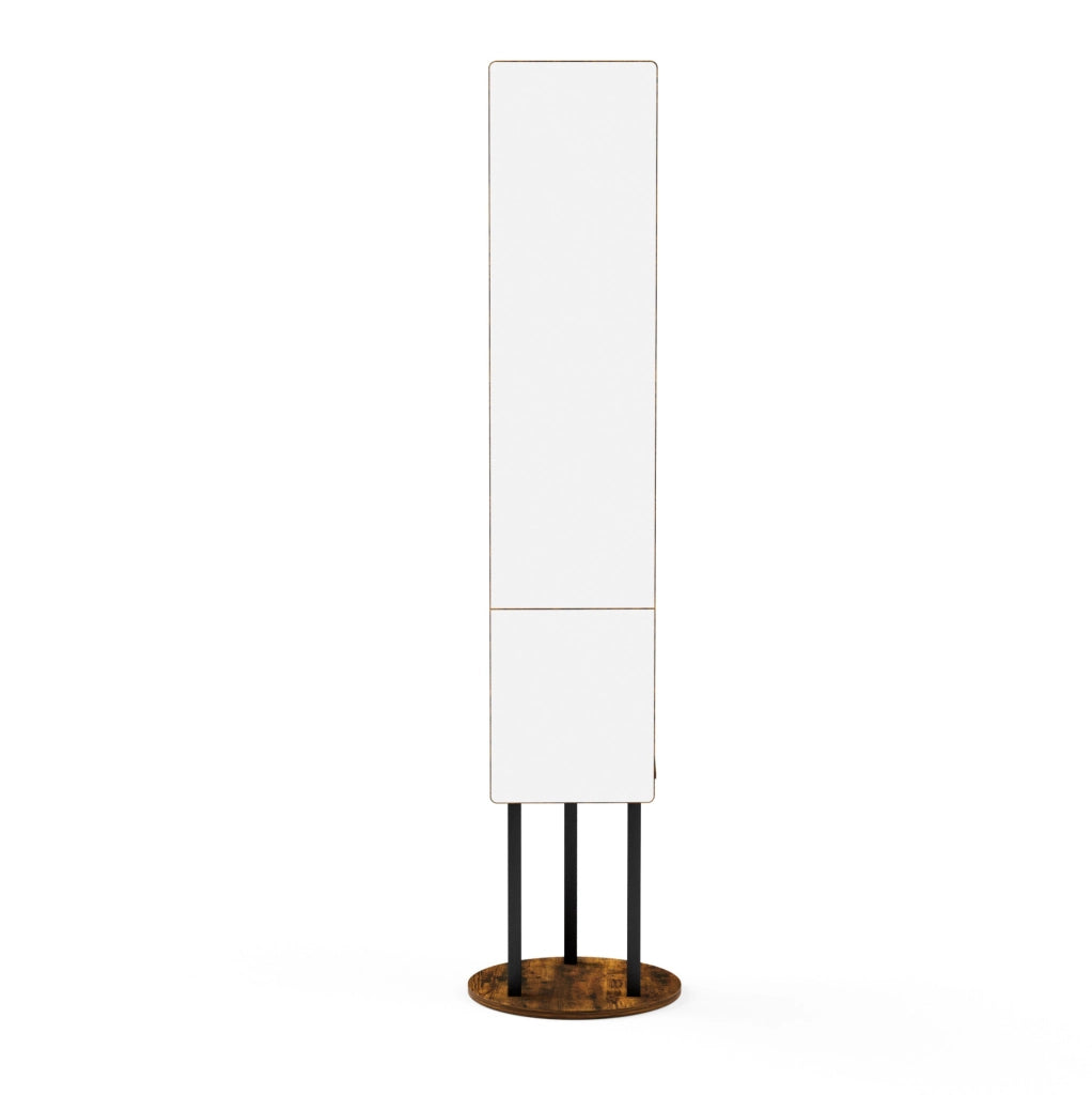 Specchio a figura intera 109.5x45.0x11.5 cm girevole a 360° con appendiabiti in truciolare e acciaio nero e marrone