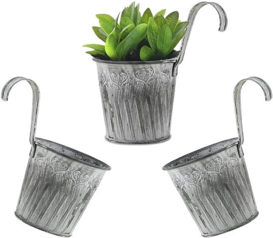 Set di vasi pendenti - pacchetto da 3 pezzi - vasi in alluminio per piante da esterno - adatti per balconi - vasi decorativi con ganci