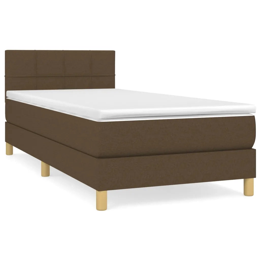 Giroletto a Molle con Materasso Marrone Scuro 90x190cm Tessuto
