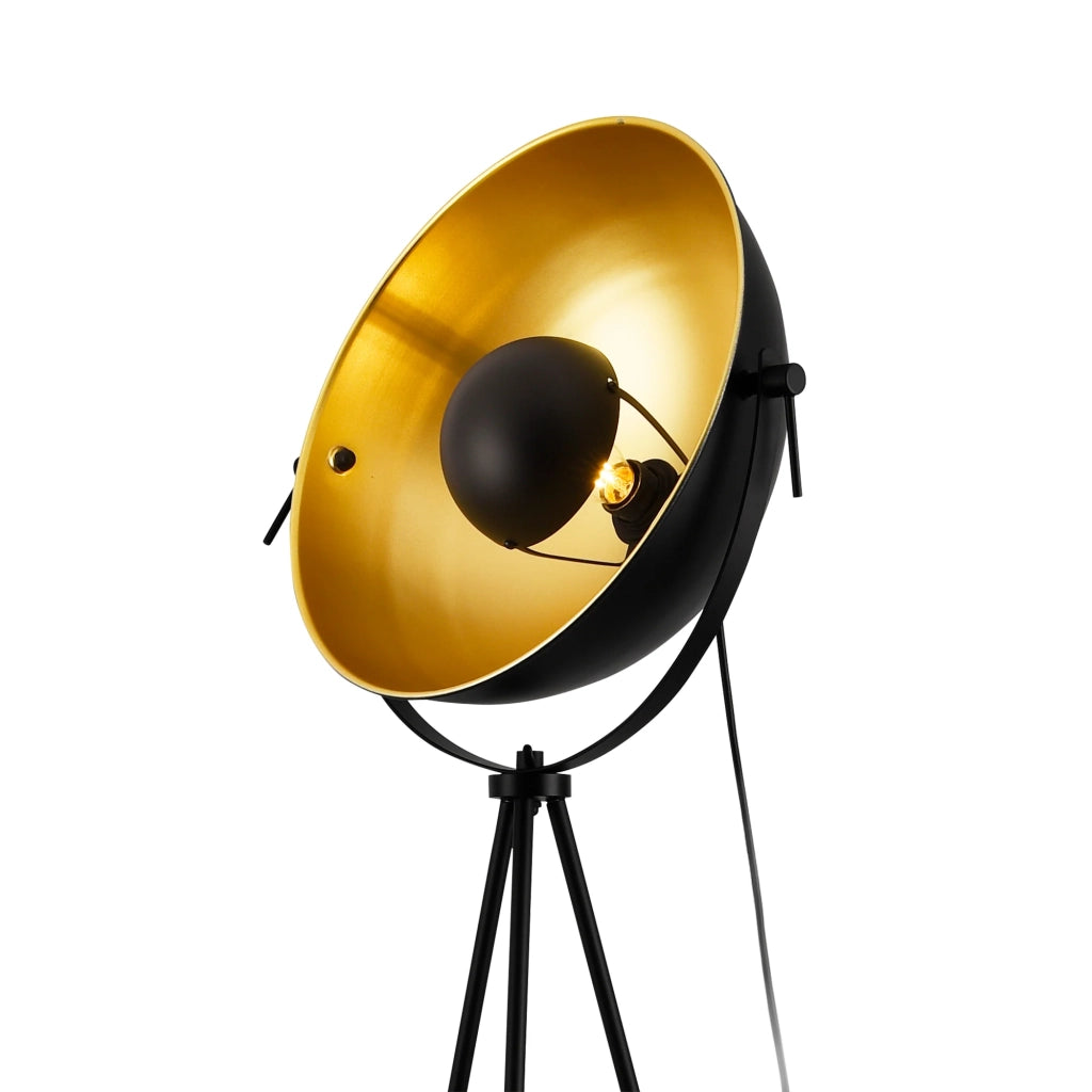 Lampada da terra moderna a treppiede attacco E27 di design metallo altezza 158 cm nero e ottone 03_0005253