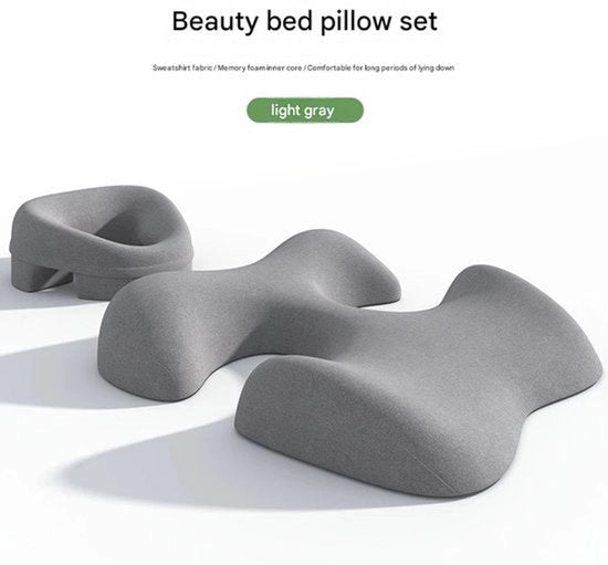 Set di cuscini per letto - Cuscino per il massaggio del viso e del seno, non compressivo, in schiuma di alta densità, per posizionamento a letto, colore grigio chiaro