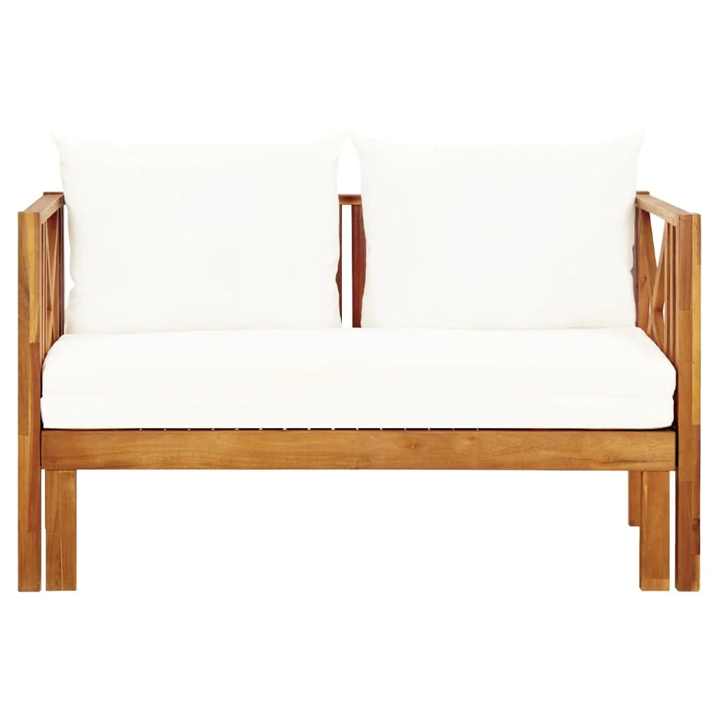 Panca da giardino mobili da giardino per esterni terrazza 2 posti e cuscini 122 x 66 x 68,5 cm legno massello di acacia 02_0011292