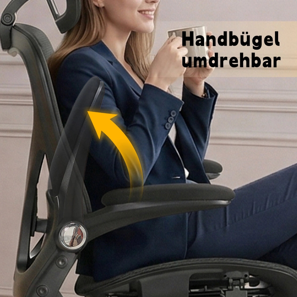 Chaise de bureau ergonomica pieghevole in mesh con poggiatesta 3d e supporto lombare regolabile nero