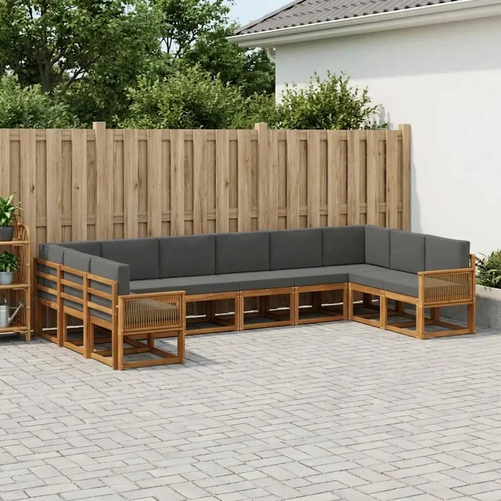 Set di divani da esterno 10 pcs Naturale e Antracite