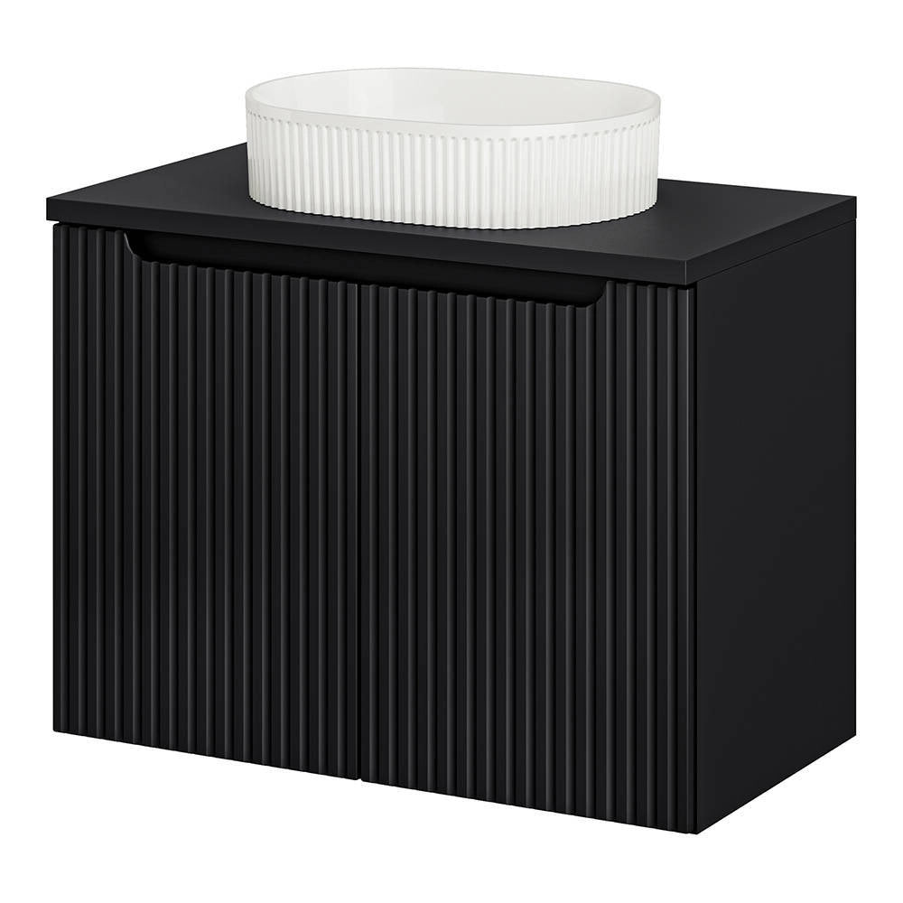 Mobile da Parete Sottolavabo NEWPORT a 2 Ante con Lavabo Ovale 80x71x40 cm - Nero [en.casa]