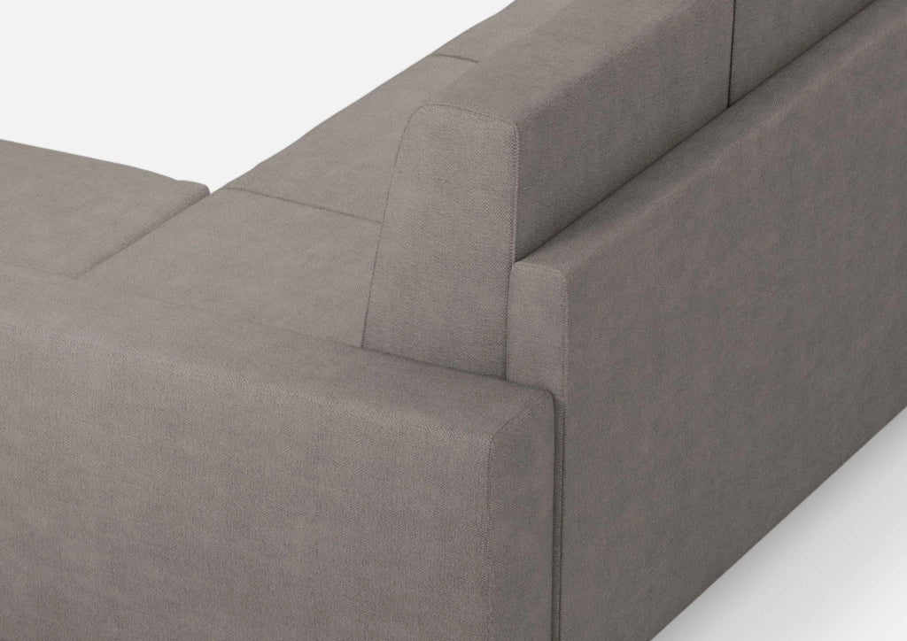 Divano 3 Posti con Pouf 208x155x85 cm Sakar in Tessuto Grigio