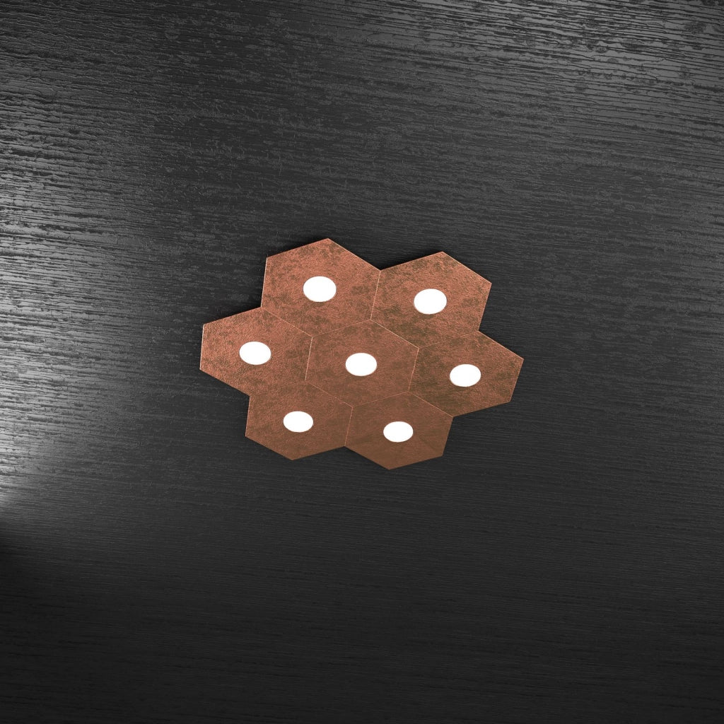HEXAGON APPLIQUE-PLAFONIERA 7 LUCI FOGLIA RAME 1142-7L-FR