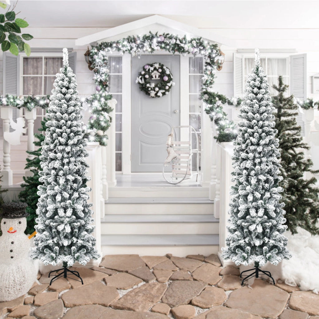 Abete artificiale 225cm pvc e lampione natale musicale 15 led, Abete innevato pieghevole e globo neve rotante panoramica-Natale
